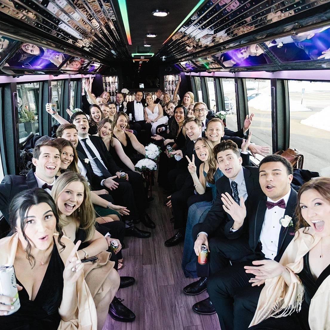Toronto prom limo bus with students